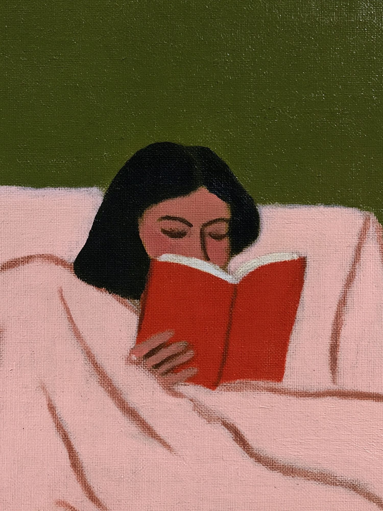 Woman Reading in Bed Illustration Poster. poster — illustration art