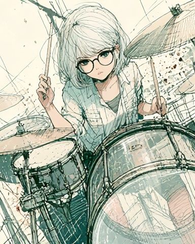 Drummer Girl Digital Art Poster. poster detail