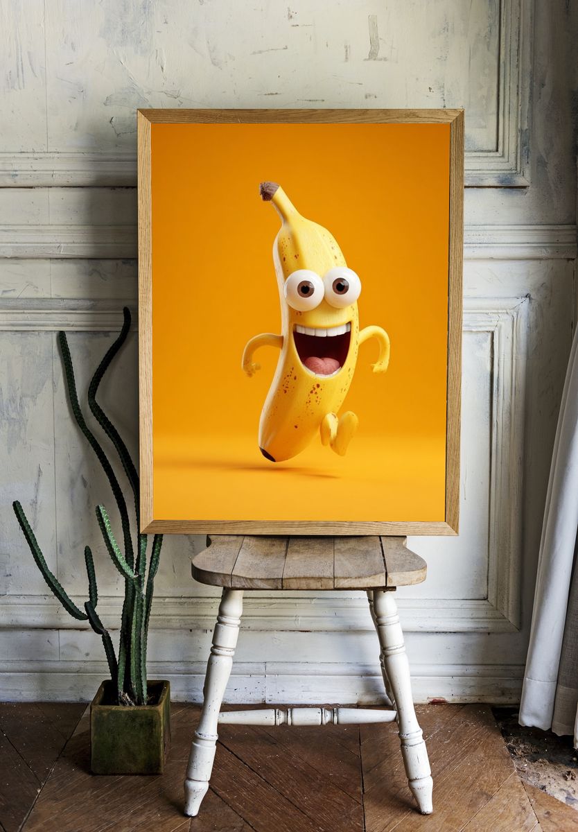 Happy Banana Cartoon Print. — room view 1