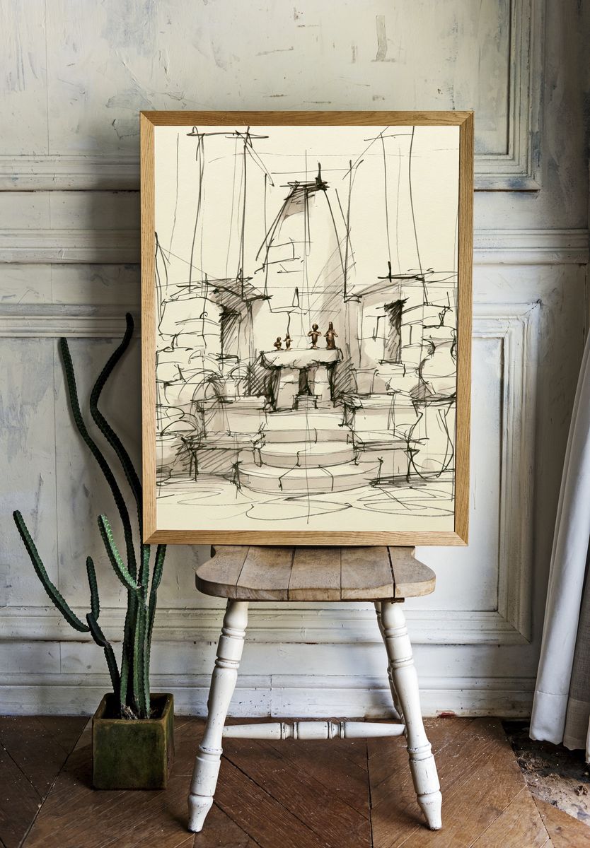 Architectural Sketch Study Poster. — room view 1