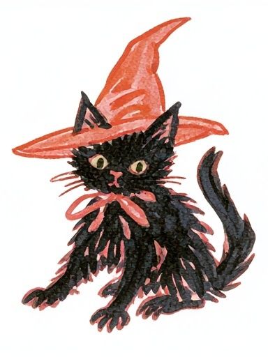Black Cat Witch Illustration Poster. poster detail