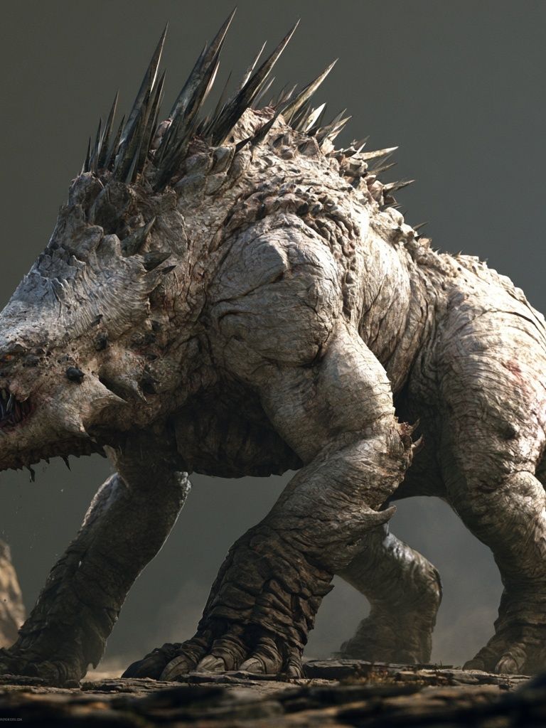 Spiked Monster Creature Illustration Poster. poster detail