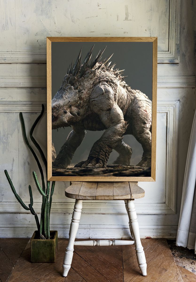 Spiked Monster Creature Illustration Poster. — room view 1