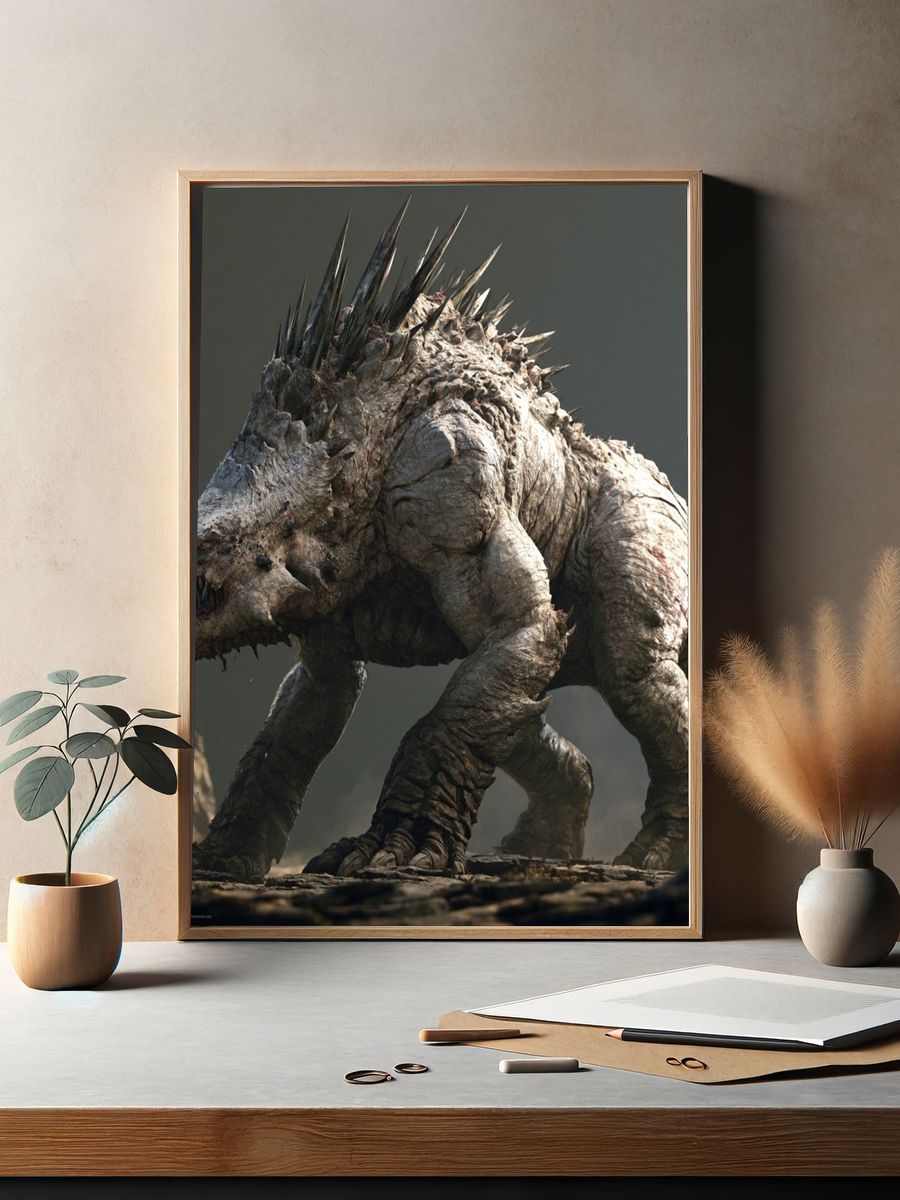 Spiked Monster Creature Illustration Poster. — room view 2
