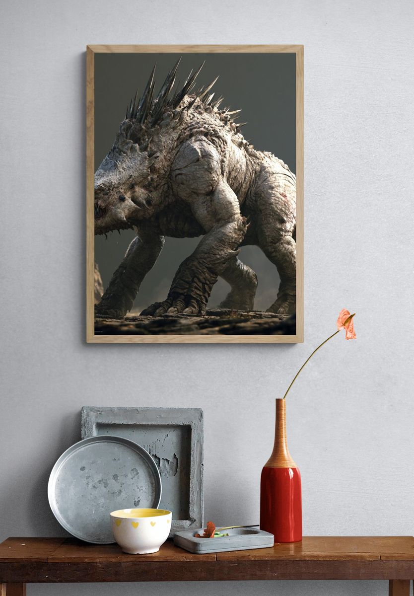 Spiked Monster Creature Illustration Poster. — room view 3