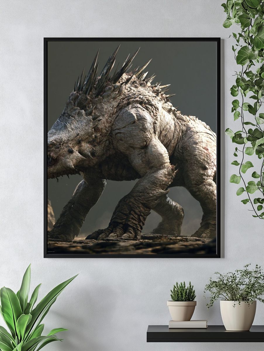 Spiked Monster Creature Illustration Poster. — room view 4