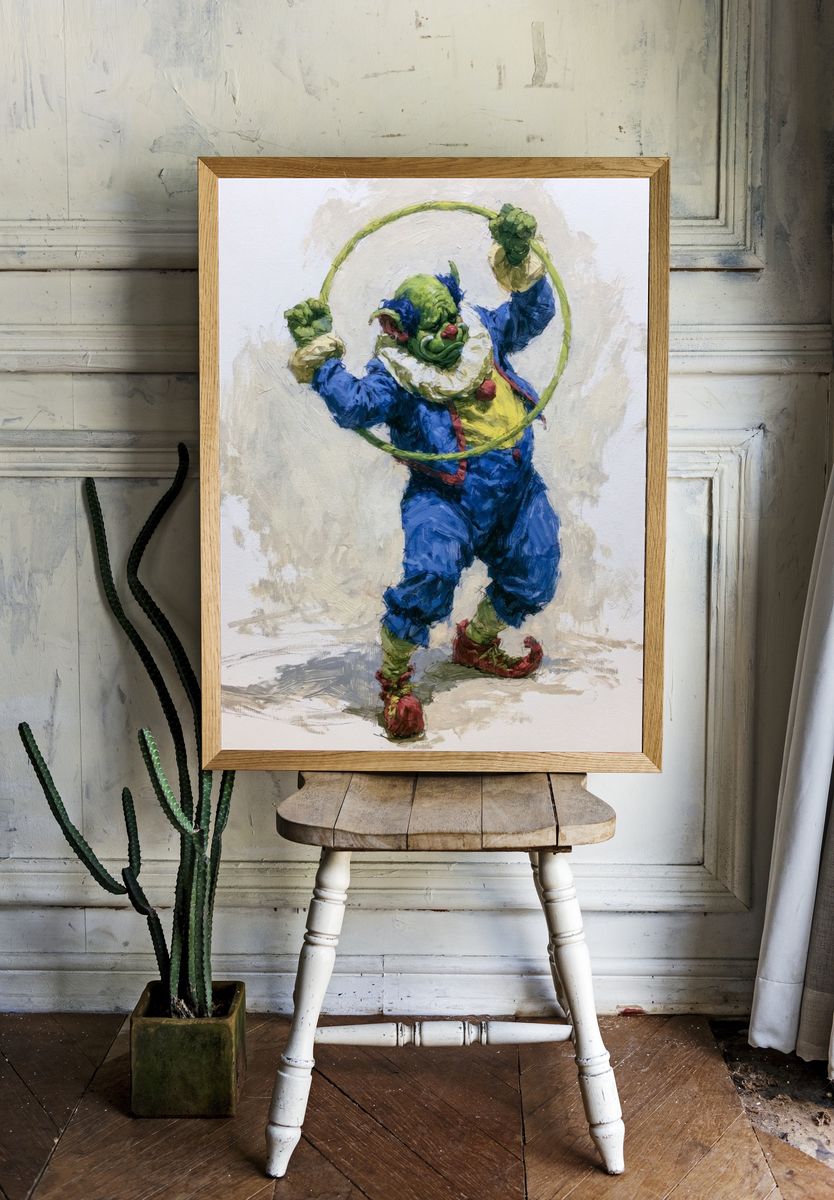 Harlequin Clown Illustration Poster. — room view 1