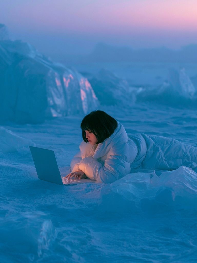 Dreamy Ice Laptop Scene Print. poster — illustration art