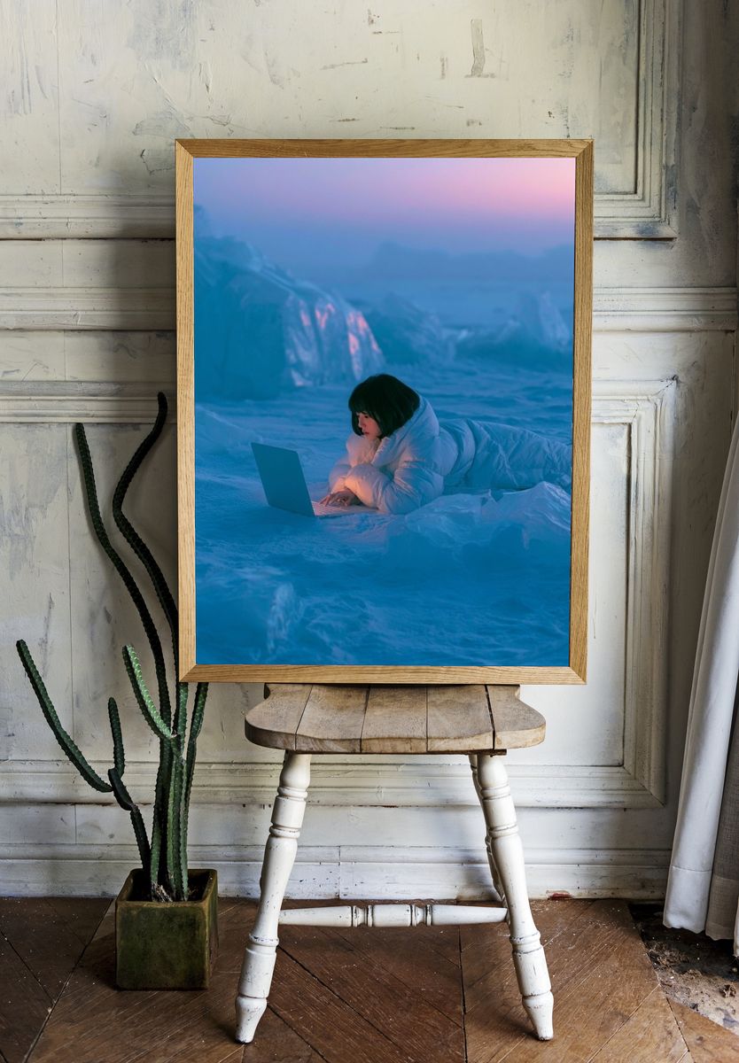 Dreamy Ice Laptop Scene Print. — room view 1