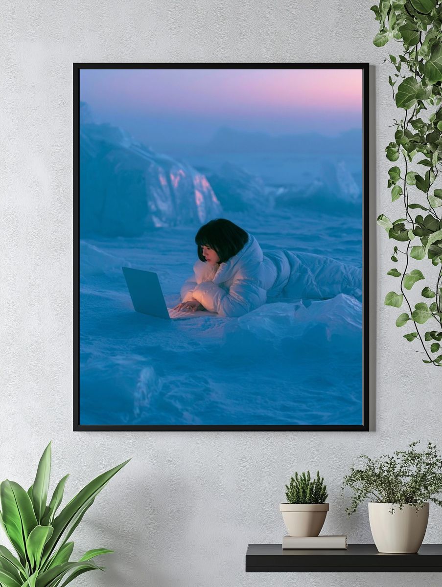 Dreamy Ice Laptop Scene Print. — room view 4