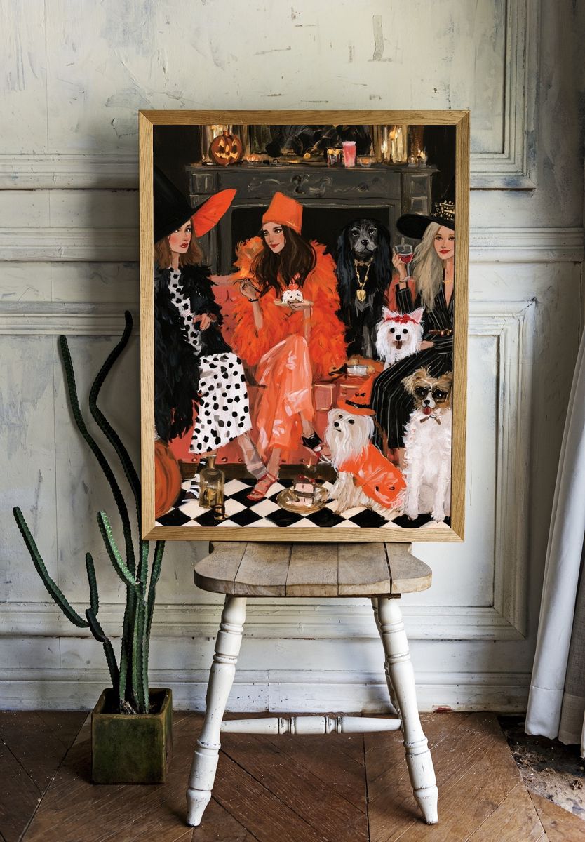 Halloween Fashion Dogs Illustration Poster. room preview