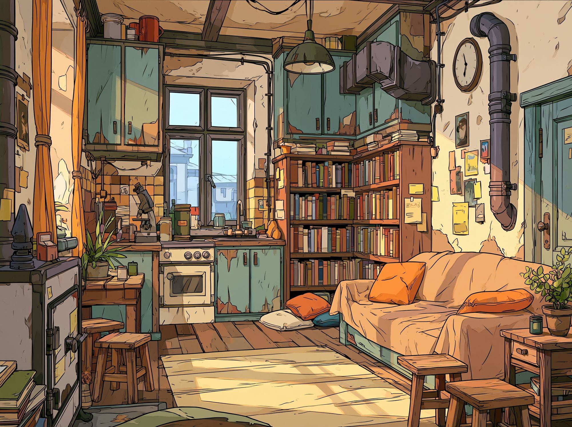 Cozy Apartment Interior Illustration Poster. poster detail