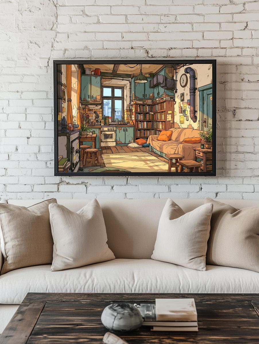 Cozy Apartment Interior Illustration Poster. room preview