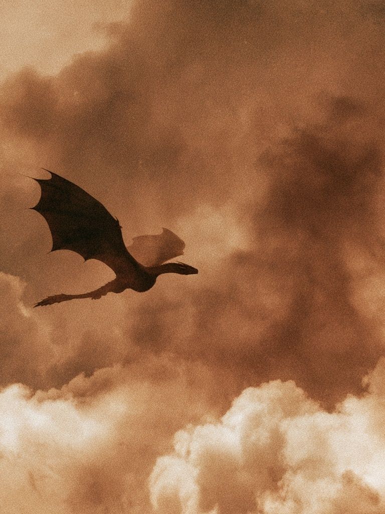 Dragon in Sepia Clouds Print. poster detail
