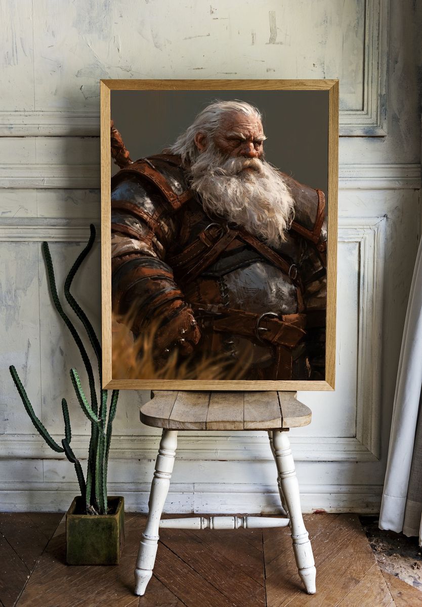 Warrior Dwarf Portrait Print. room preview