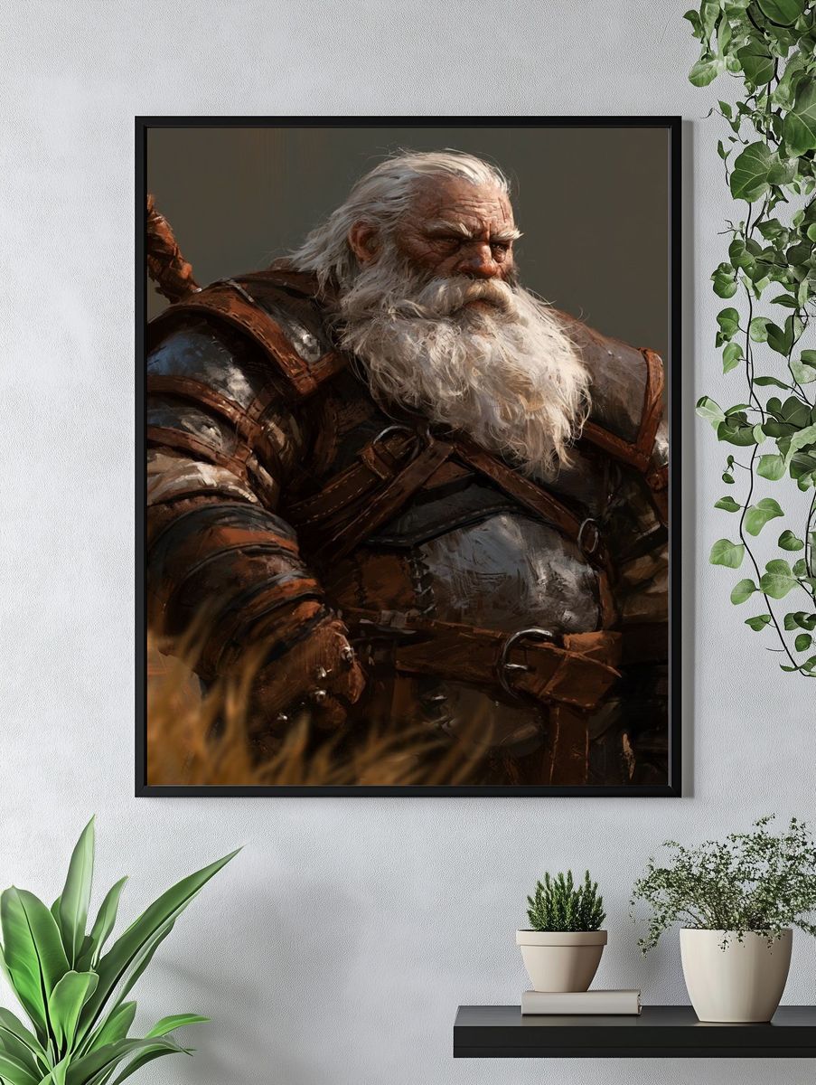 Warrior Dwarf Portrait Print. — room view 4