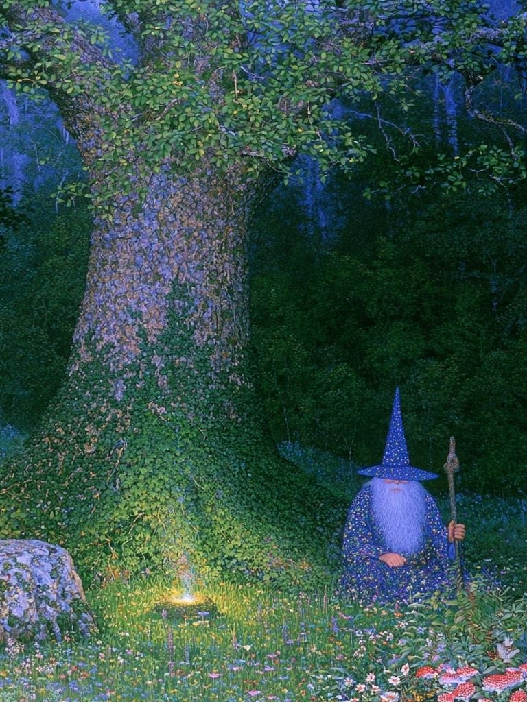 Enchanted Forest Wizard Print. poster detail