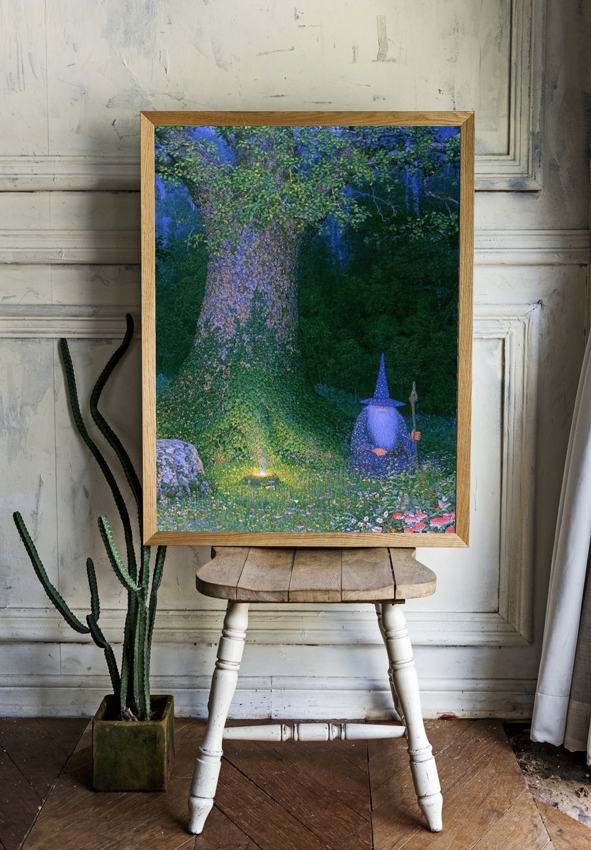 Enchanted Forest Wizard Print. room preview