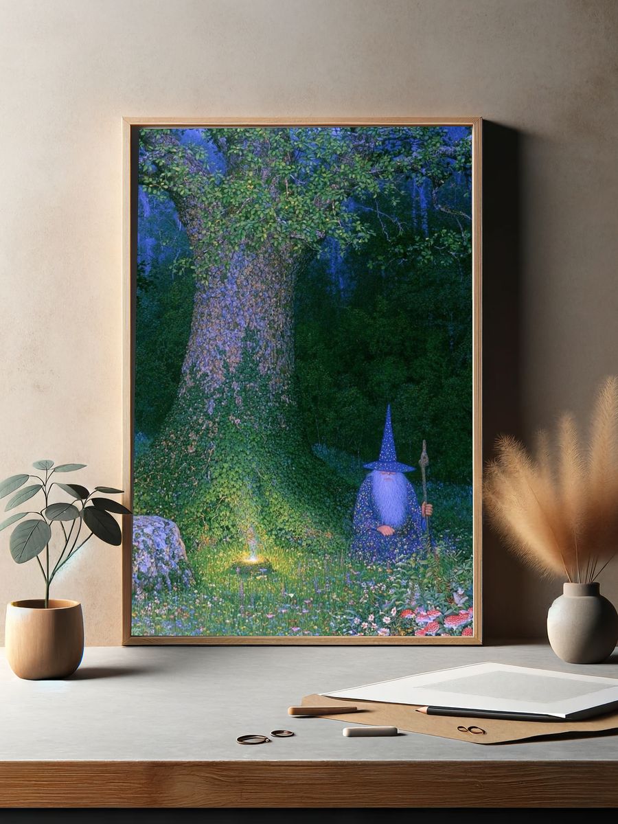 Enchanted Forest Wizard Print. — room view 2