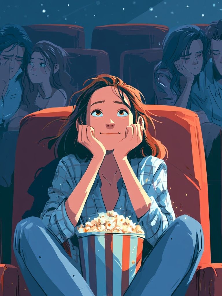 Movie Night Reflection Illustration Poster. poster detail