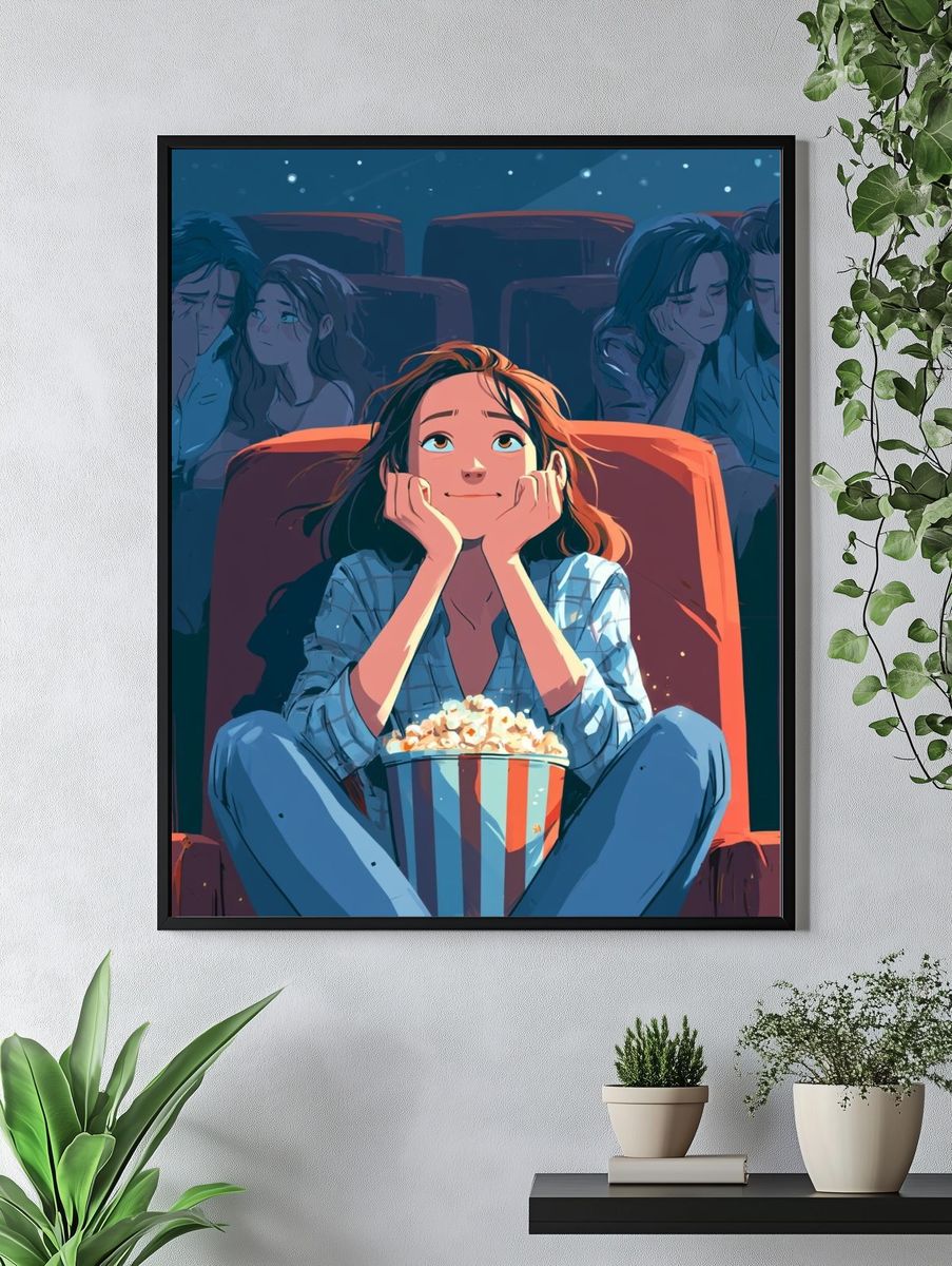 Movie Night Reflection Illustration Poster. — room view 4