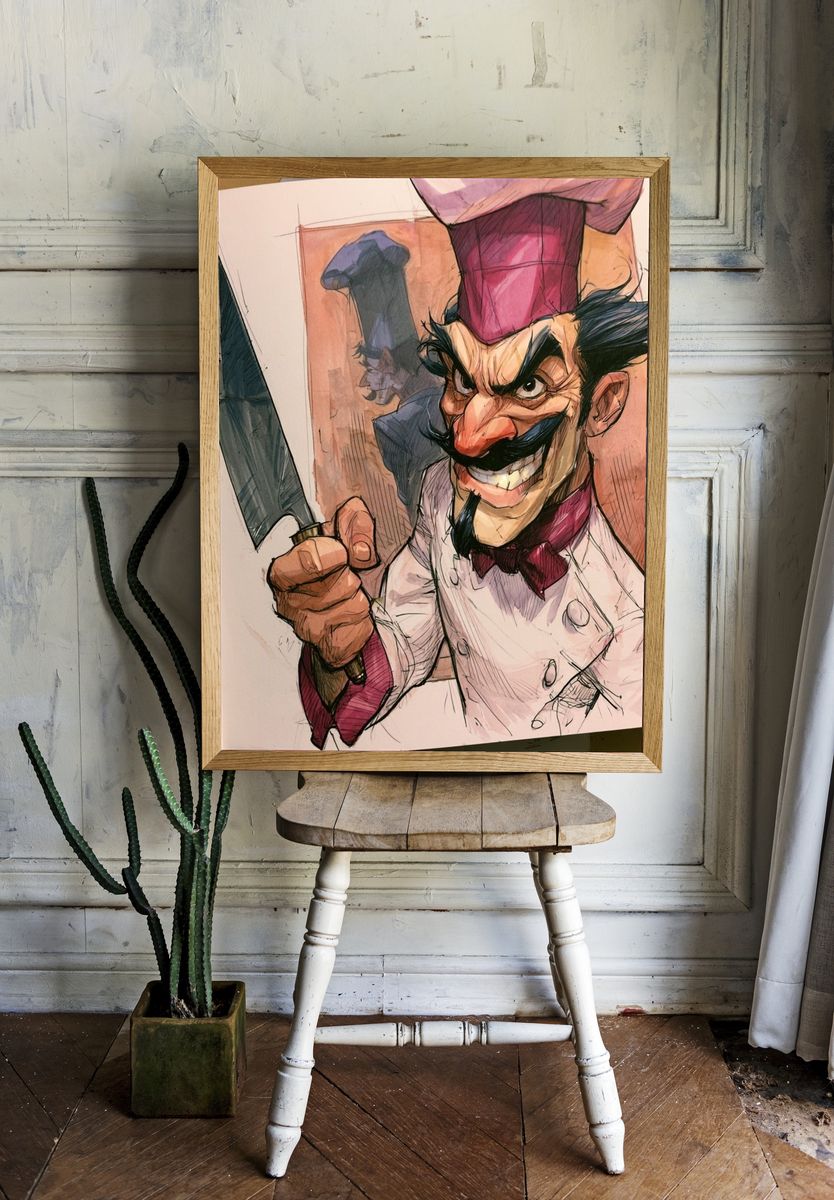 Chef Cartoon Illustration Poster. room preview