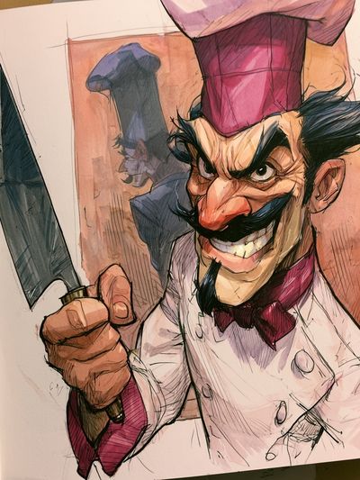 Chef Cartoon Illustration Poster.