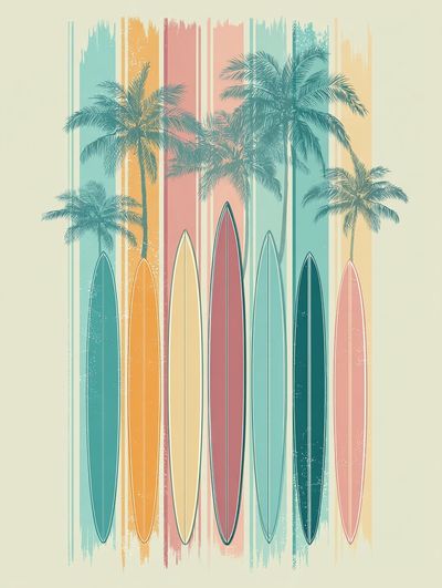 Tropical Surfboards Illustration Poster. poster print