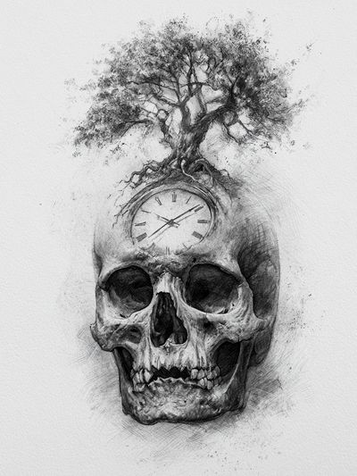 Tree Skull Surrealism Print. poster