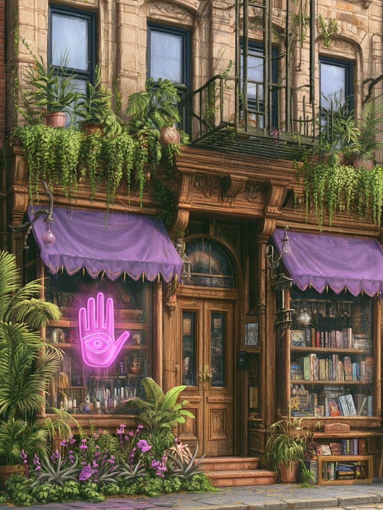 Enchanted Bookshop Facade Print. poster — illustration art