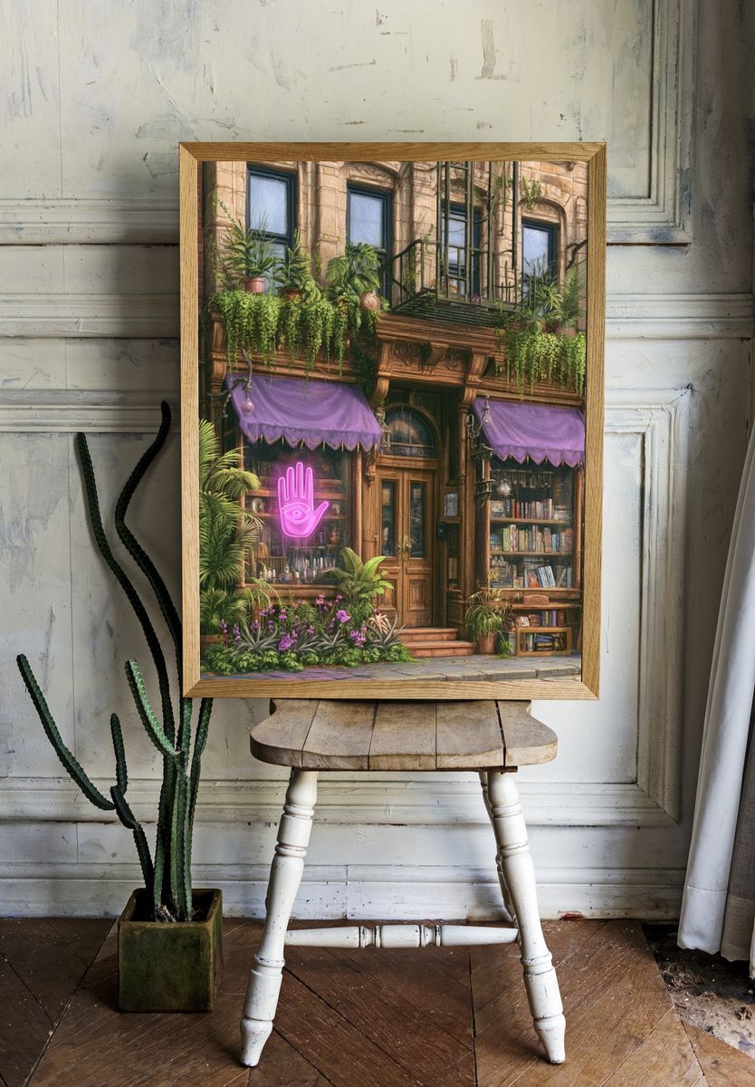 Enchanted Bookshop Facade Print. — room view 1