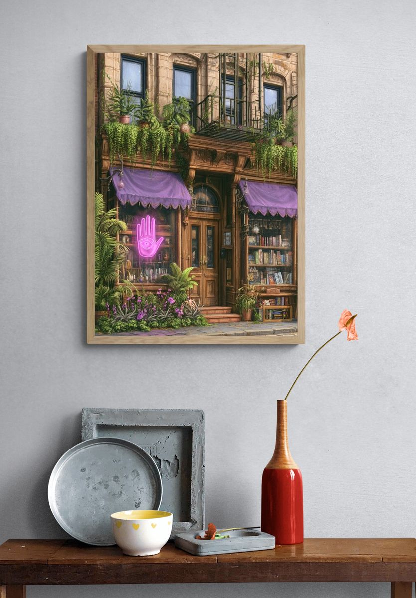 Enchanted Bookshop Facade Print. — room view 3