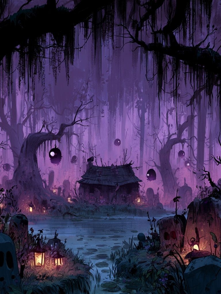 Haunted Forest Shrine Illustration Poster. poster detail