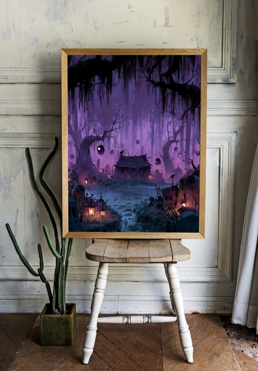 Haunted Forest Shrine Illustration Poster. room preview