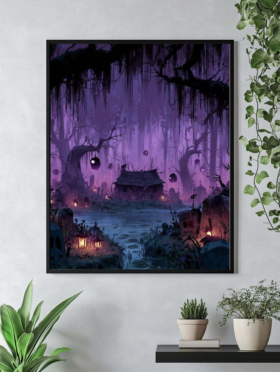 Haunted Forest Shrine Illustration Poster. — room view 4