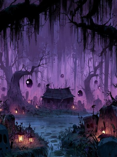 Haunted Forest Shrine Illustration Poster. poster