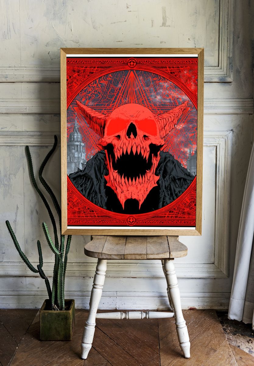 Infernal Skull Illustration Poster. — room view 1