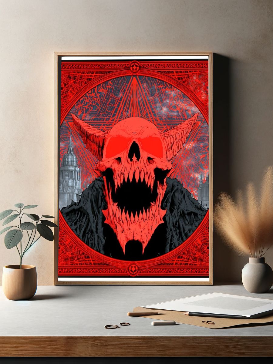 Infernal Skull Illustration Poster. — room view 2