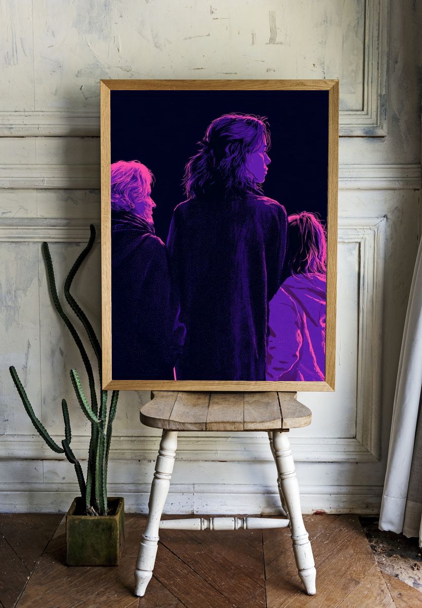 Neon Family Silhouettes Illustration Poster. room preview