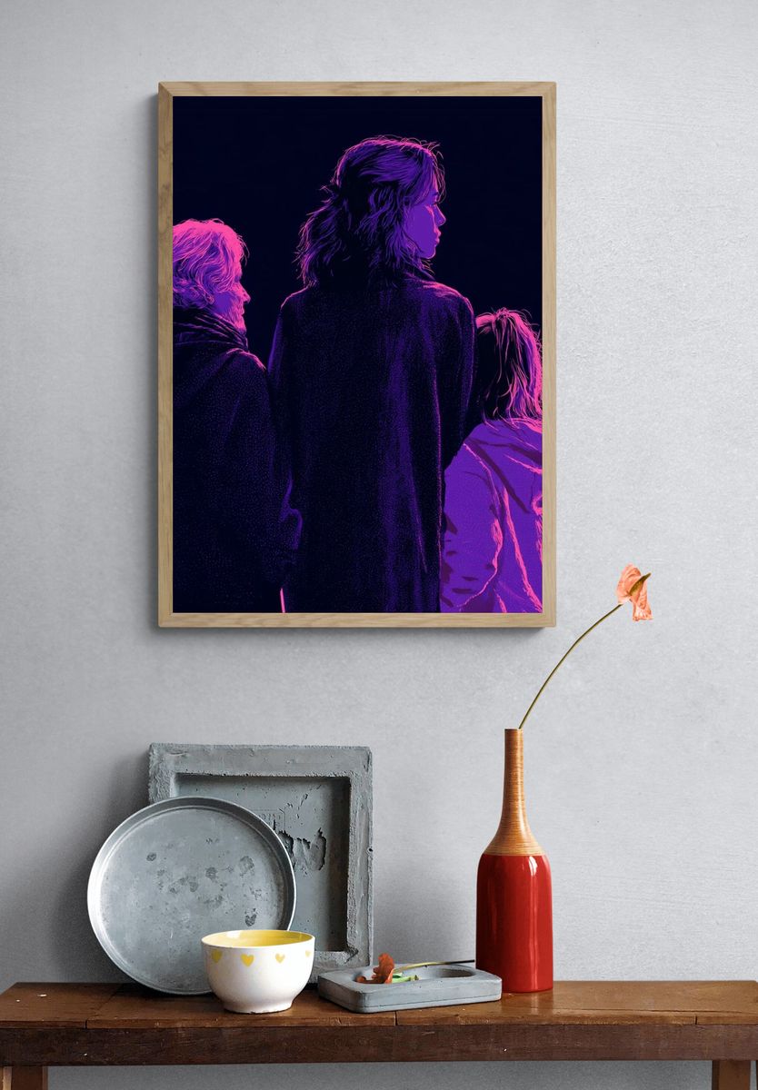 Neon Family Silhouettes Illustration Poster. — room view 3