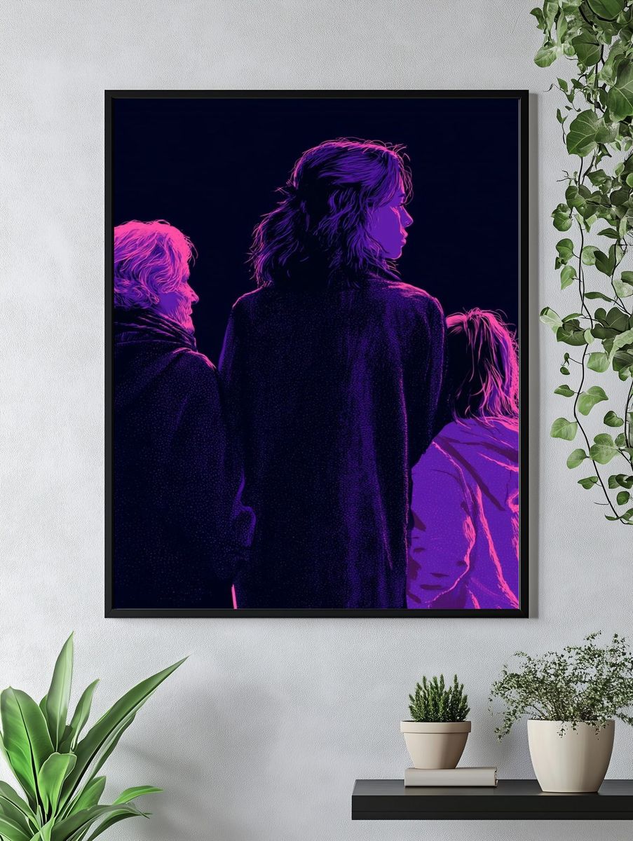 Neon Family Silhouettes Illustration Poster. — room view 4