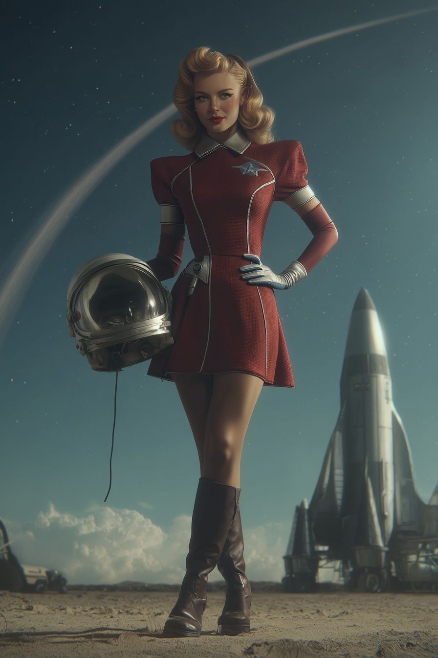Retro Space Pin-Up Poster. poster — illustration art