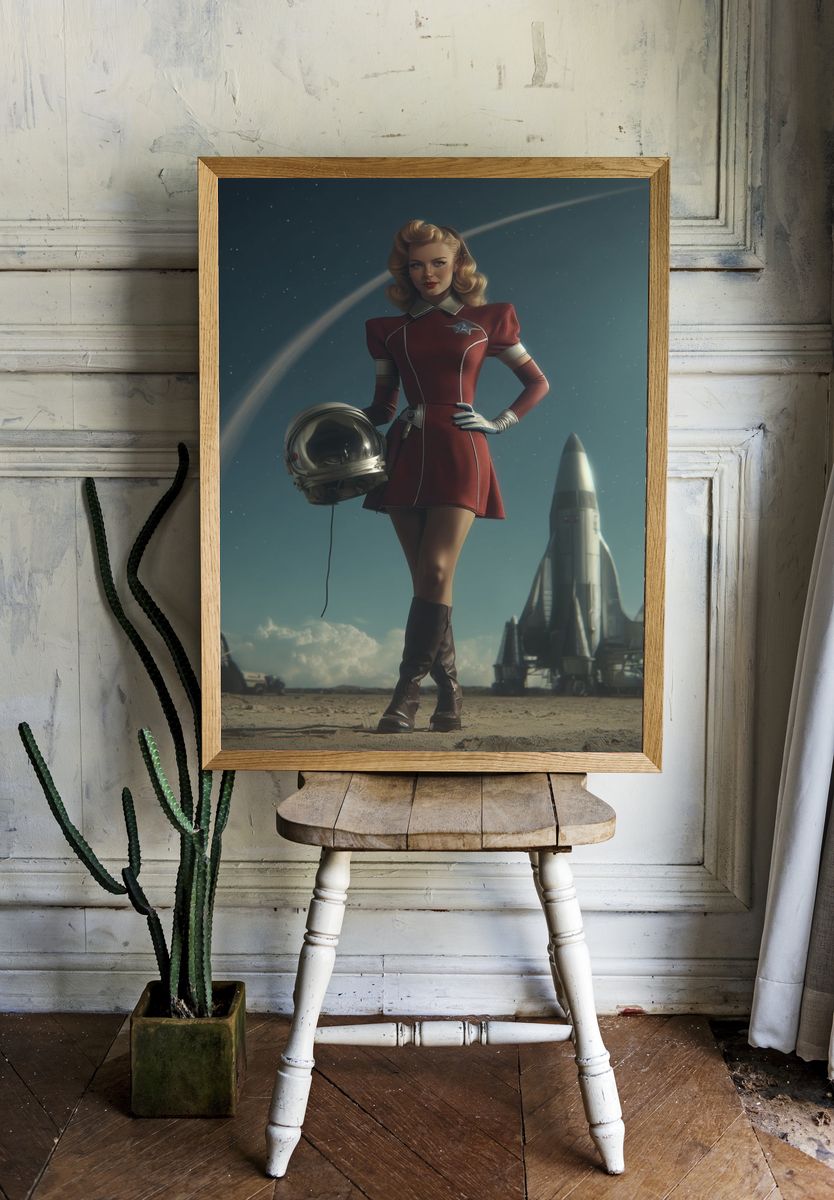 Retro Space Pin-Up Poster. room preview