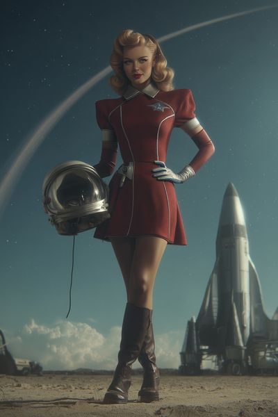 Retro Space Pin-Up Poster.
