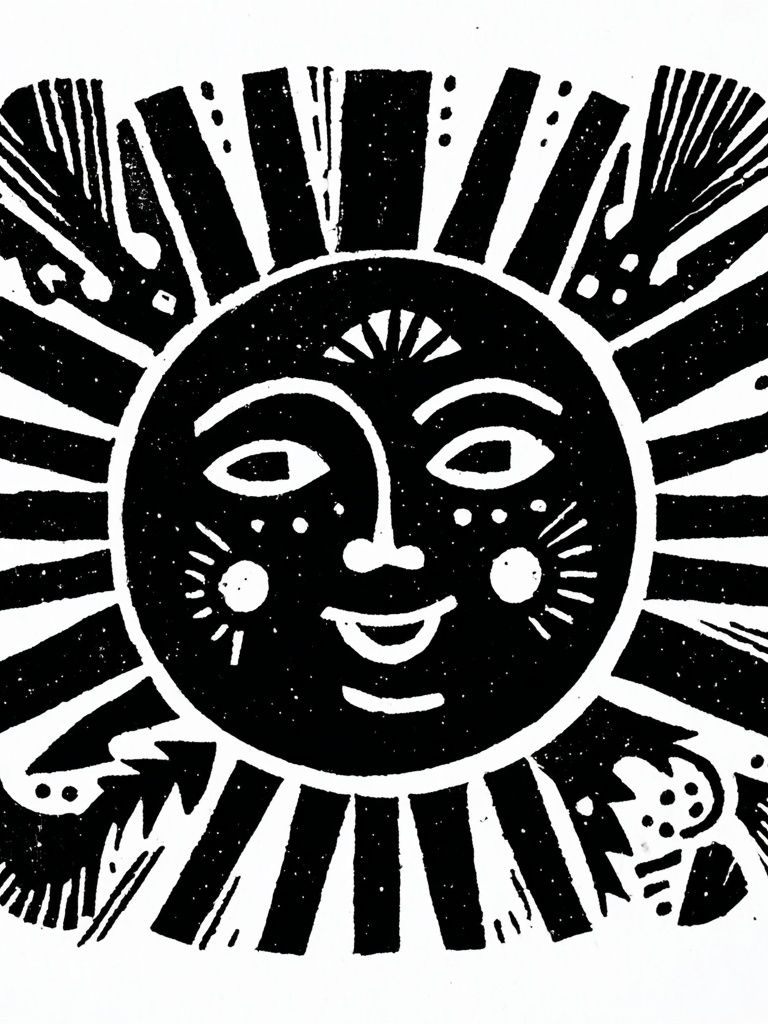 Radiant Sun Face Illustration Poster. poster detail