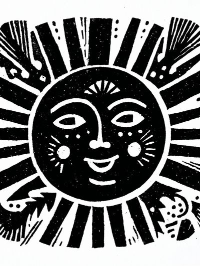 Radiant Sun Face Illustration Poster. poster print