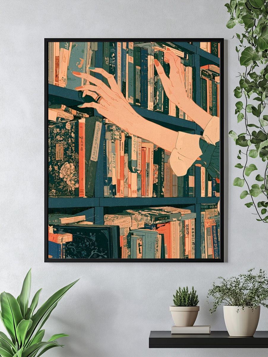 Library Hands Illustration Poster. — room view 4
