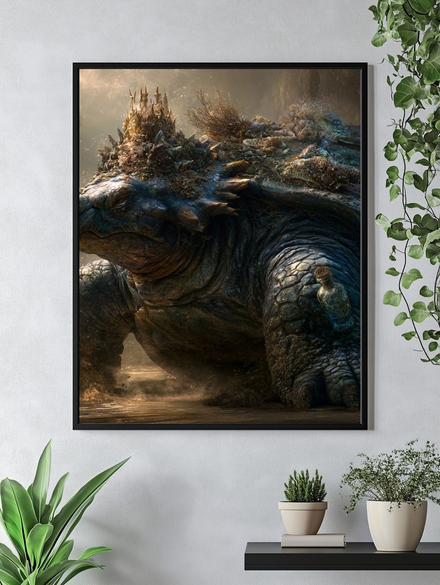 Ancient Turtle Fantasy Illustration Poster. — room view 4