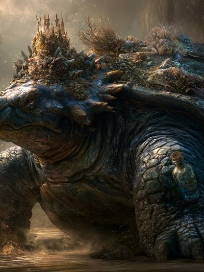Ancient Turtle Fantasy Illustration Poster. poster print