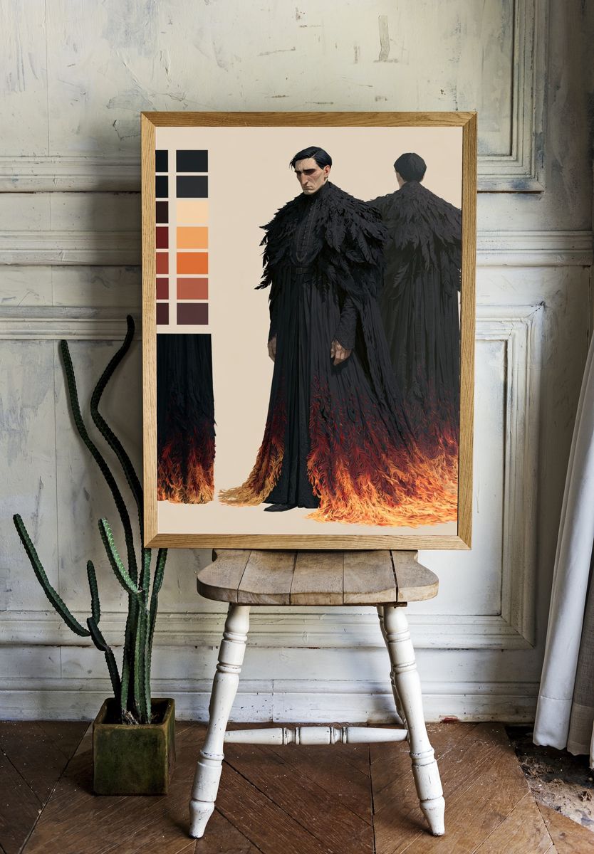 Dark Cloaked Figure Fantasy Illustration Poster. room preview
